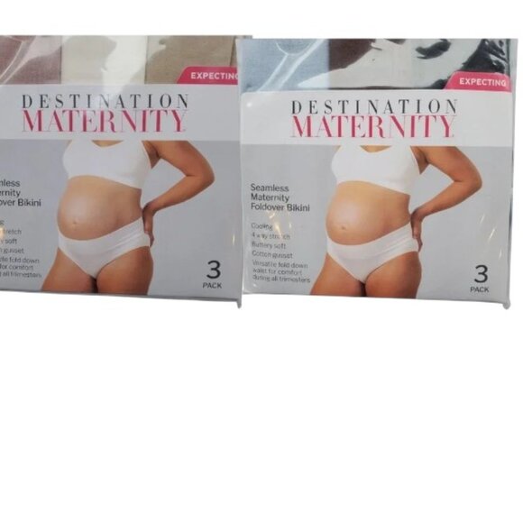 NWT Destination Maternity Womens Fold-over Panty Two (2) 3-Packs Multi-color 6pr - Picture 1 of 12